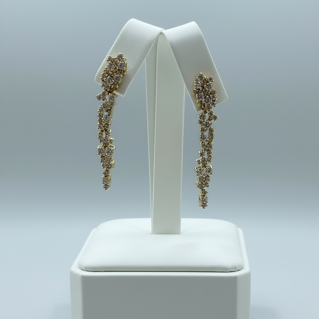 14k Gold and Cascading Diamonds Earrings