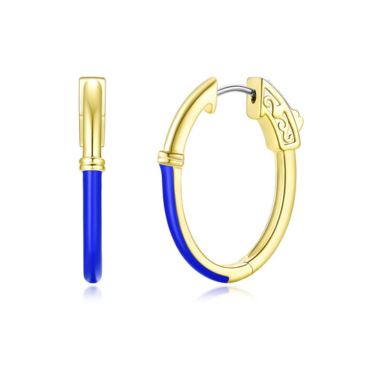 Surgical Steel Gold Plated Oval Half Enamel Hoops