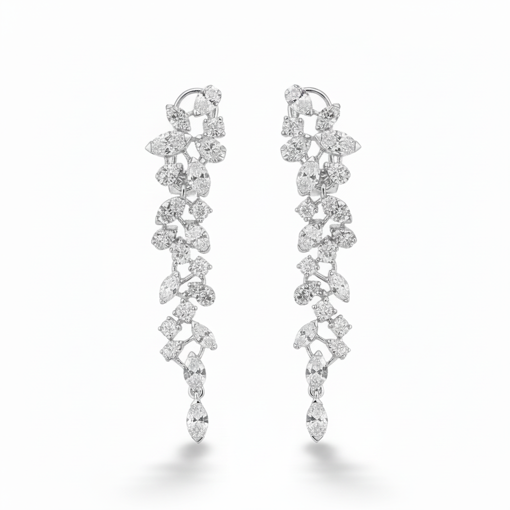 14K Gold Cascading Diamonds Drop Earrings - 1.95 TCW