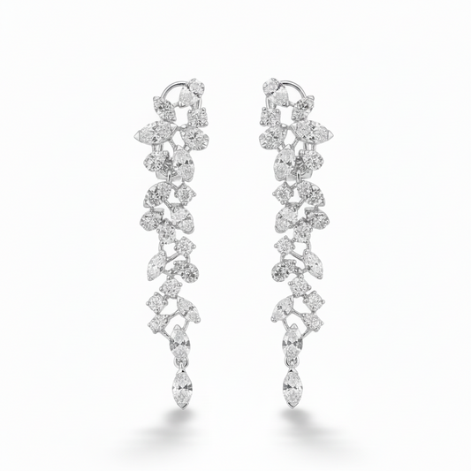 14K Gold Cascading Diamonds Drop Earrings - 1.95 TCW
