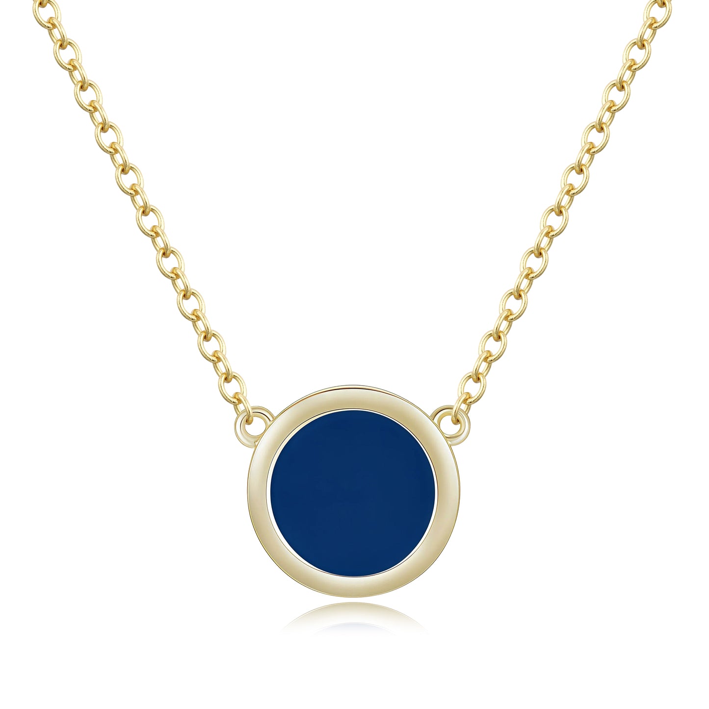 Sterling Silver Circle Pendant Necklace - Turquoise Enamel