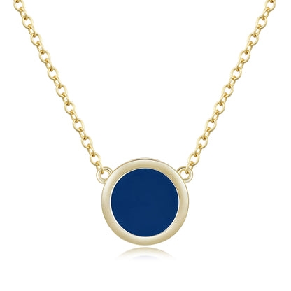 Sterling Silver Circle Pendant Necklace - Turquoise Enamel
