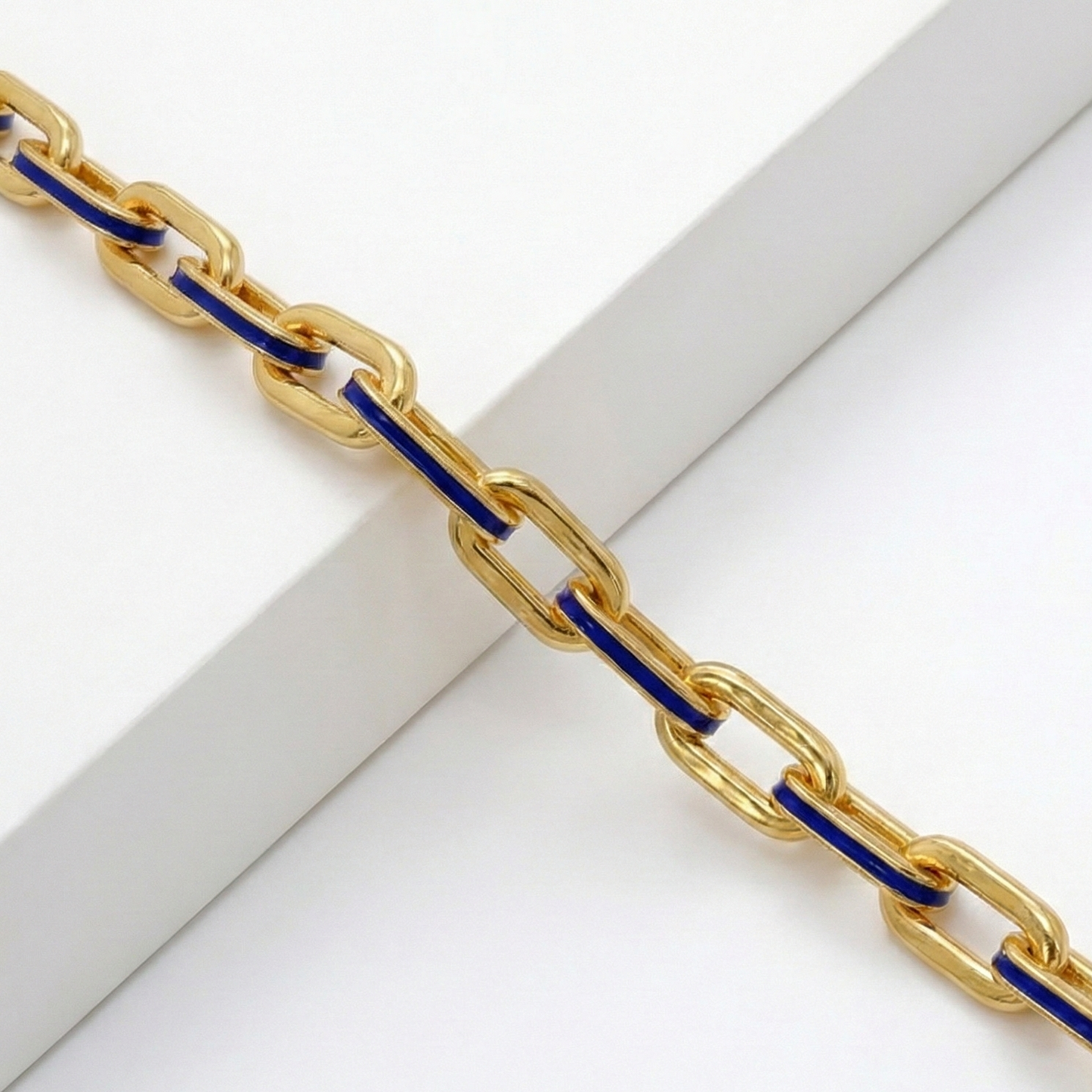 Sterling Silver Enamel Paperclip Link Bracelet