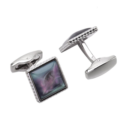 Square Colored Shell Pearl Cufflinks