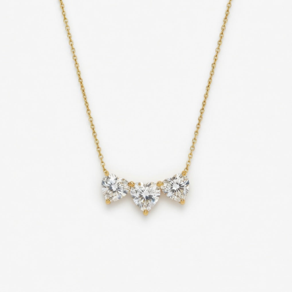 Three Heart Lab Grown Diamond Necklace