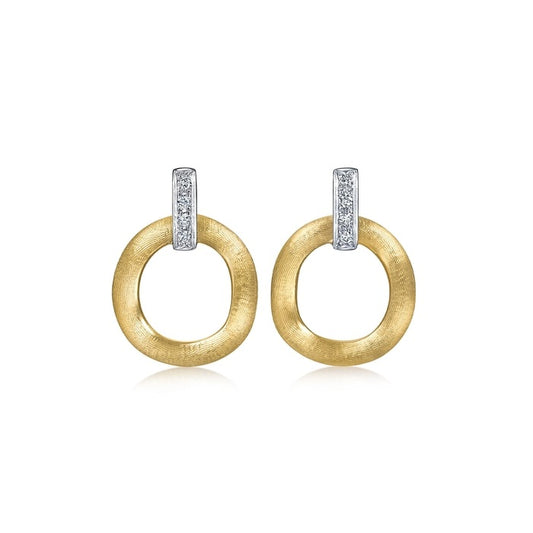 Sterling Silver Brushed Gold Plated Circle Stud Earrings