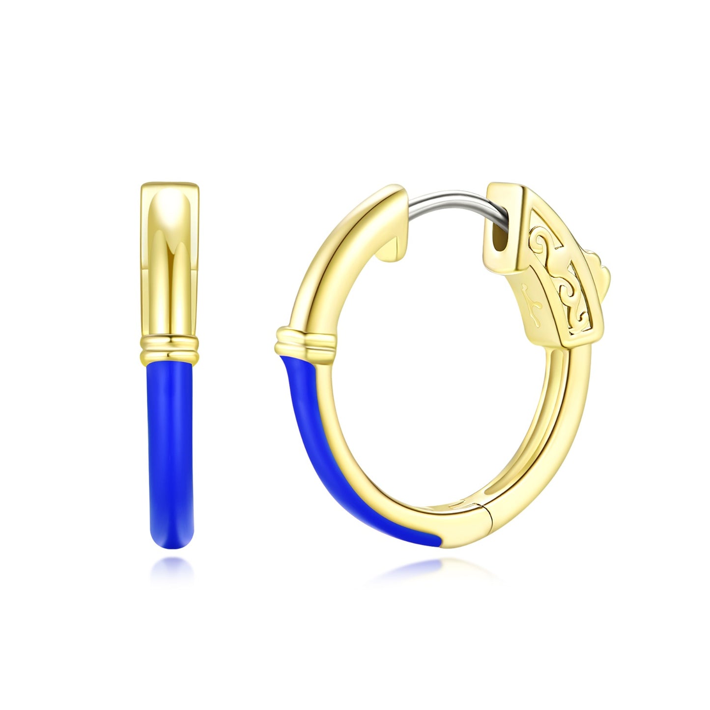 Surgical Steel Gold Plated Round Half Enamel Hoops