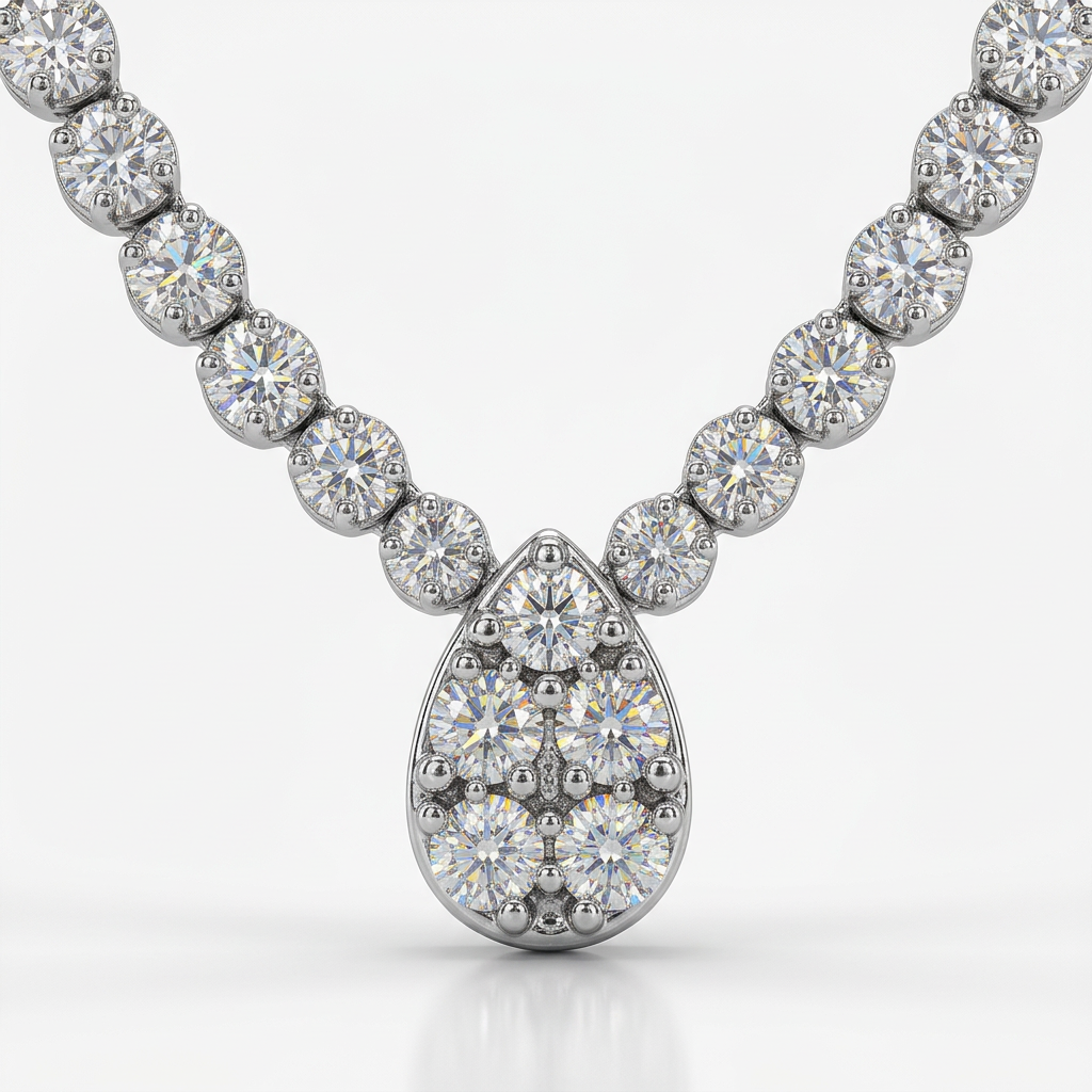 Lab Grown Teardrop Center Diamond Necklace