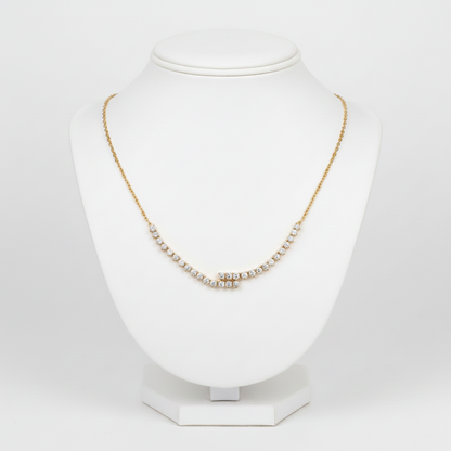14K Yellow Gold CVD Diamond Curved Bar Necklace