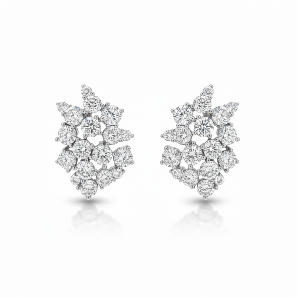 Sterling Silver Small Cluster CZ Stud Earring
