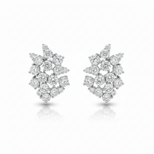 Sterling Silver Small Cluster CZ Stud Earring