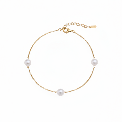 Sterling Silver 5mm Tincup Pearl Bracelet