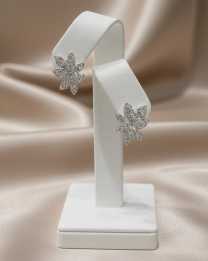 14K Gold Diamond Cluster Stud Earrings - 1.95 CTW