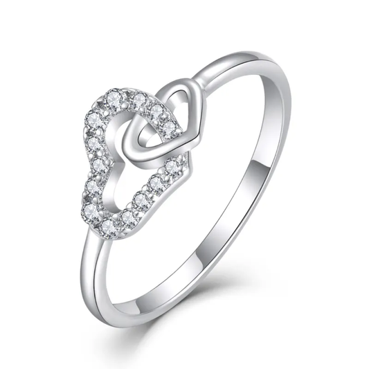 Sterling Silver Interlocking Hearts Ring