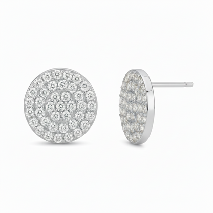 Sterling Silver 12mm Micropave Circle CZ Stud Earring