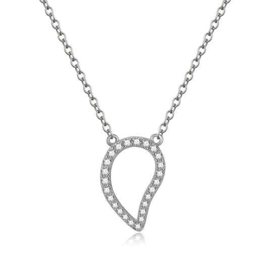 Sterling Silver Inverted Teardrop Pendant Necklace - Rhodium or Gold-plated
