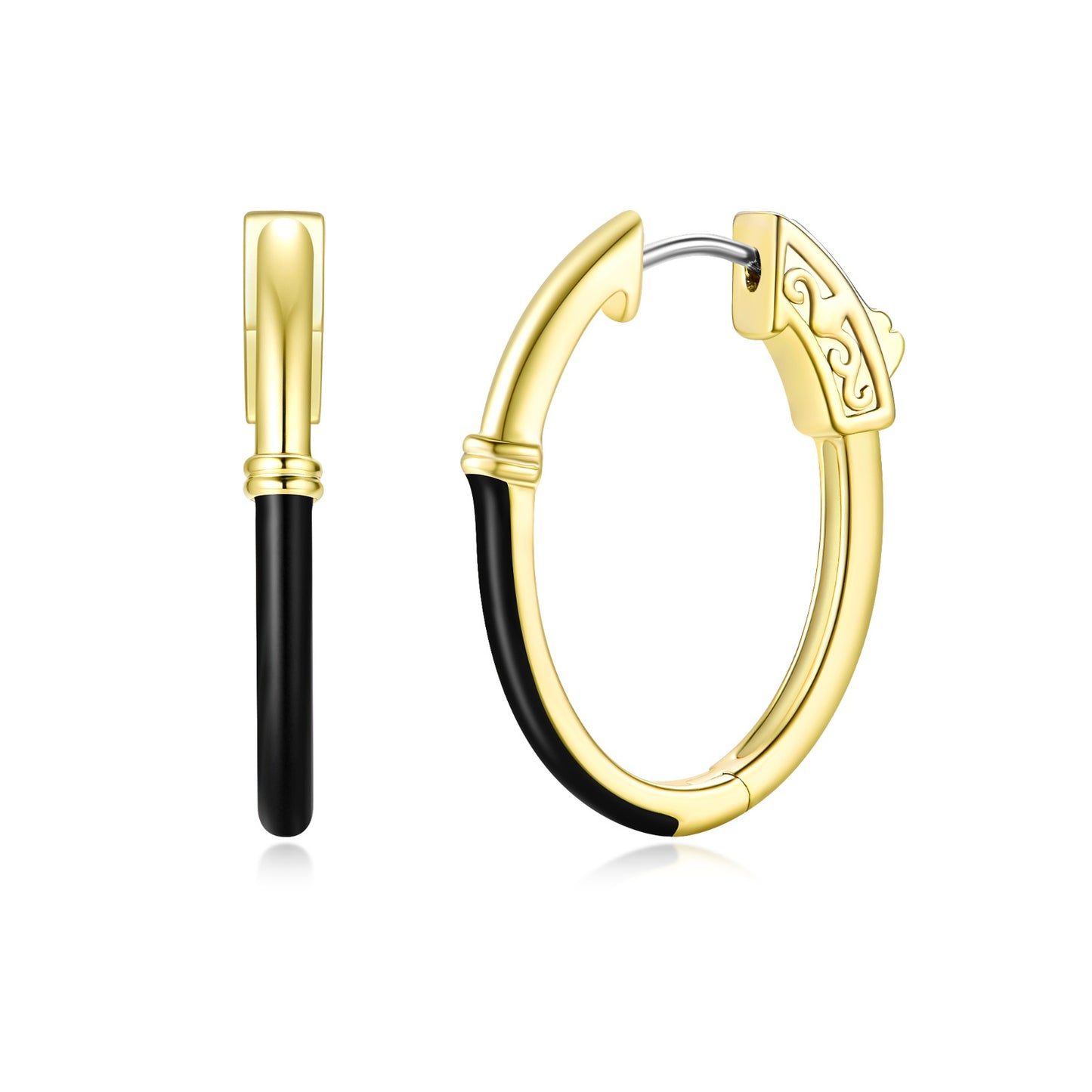 Surgical Steel Gold Plated Oval Half Enamel Hoops