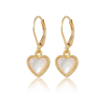 Surgical Steel Gold Plated Mother of Pearl Heart Earring