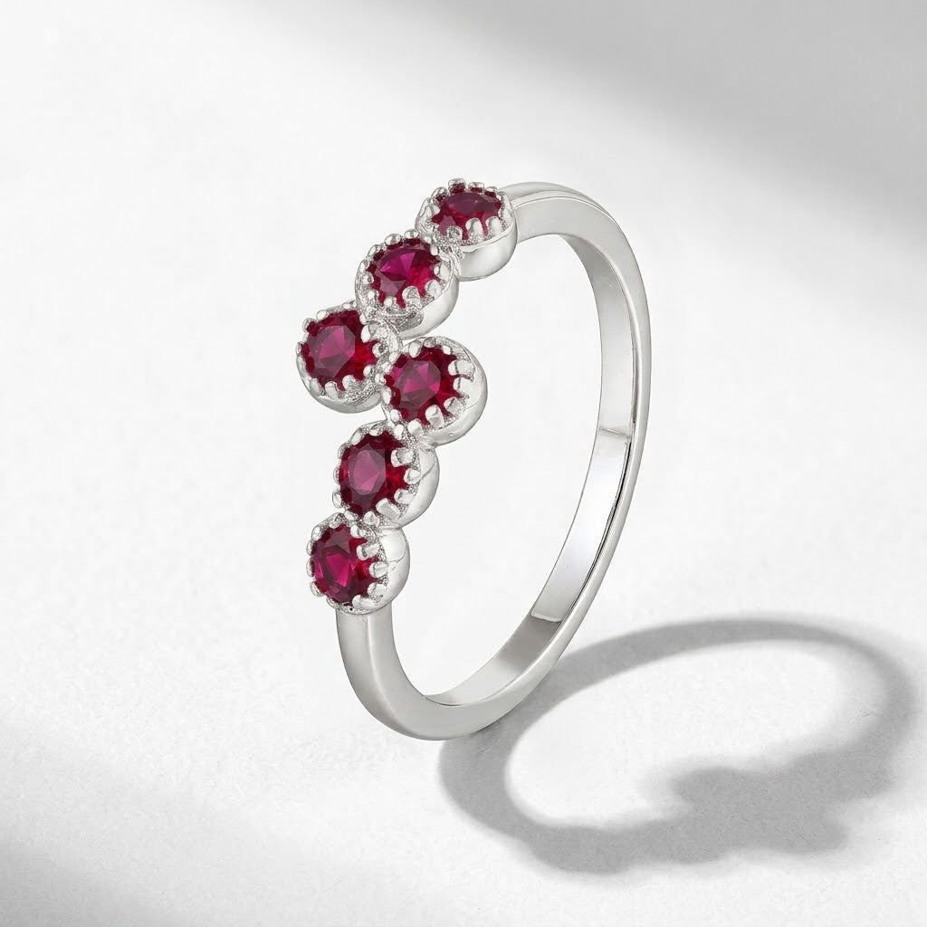Sterling Silver Double Row CZ Bypass Crossover Ring