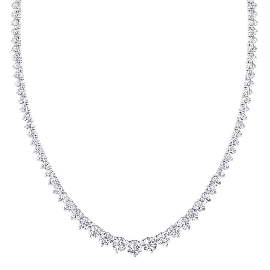 14K Three Prong Lab Grown Diamond Graduated Tennis Necklace