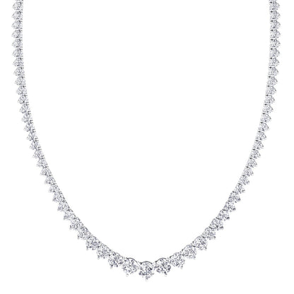 14K Three Prong Lab Grown Diamond Graduated Tennis Necklace
