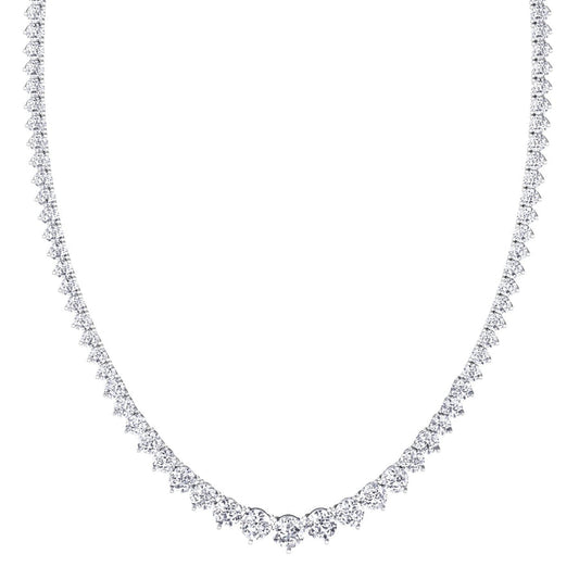 14K Three Prong Lab Grown Diamond Graduated Tennis Necklace