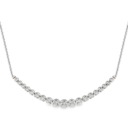 14K 17 Stone Lab Grown Diamond Graduated Tennis Bar Necklace