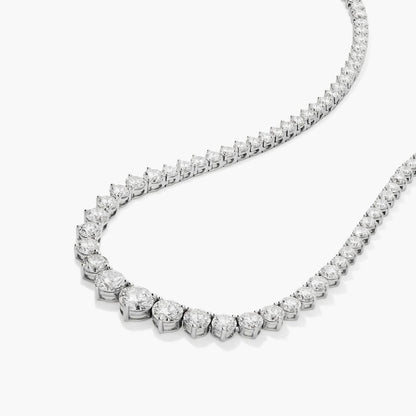 14K Three Prong Lab Grown Diamond Graduated Tennis Necklace