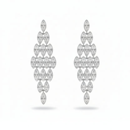 14K Gold Cascading Diamond Shape Dangle Earrings - 2.5 CTW