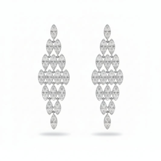 14K Gold Cascading Diamond Shape Dangle Earrings - 2.5 CTW