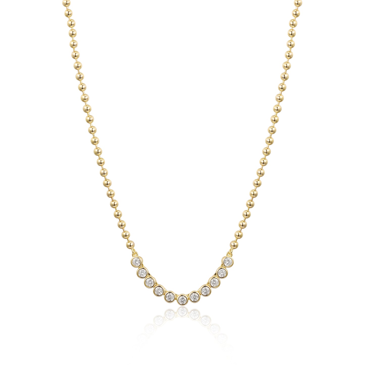 Gold-plated Sterling Silver Bezel Set CZ Soft Bar Necklace