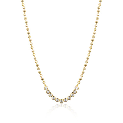 Gold-plated Sterling Silver Bezel Set CZ Soft Bar Necklace