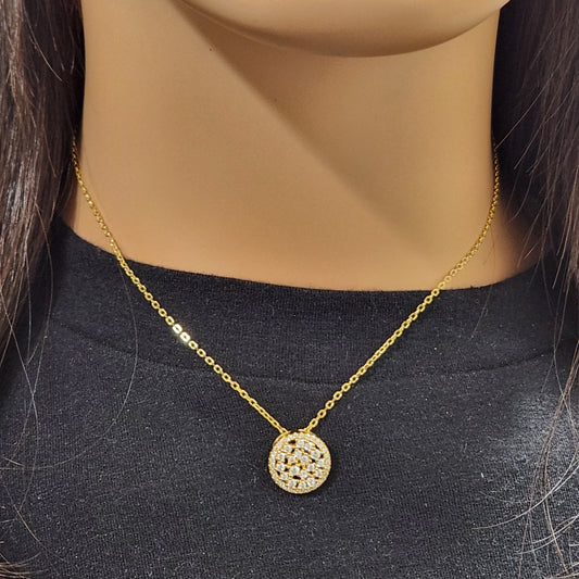 Sterling Silver Sprinkled Circle CZ Necklace