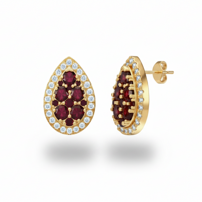 Sterling Silver Pear Shaped stones Pearl And CZ Stud earrings Earrings