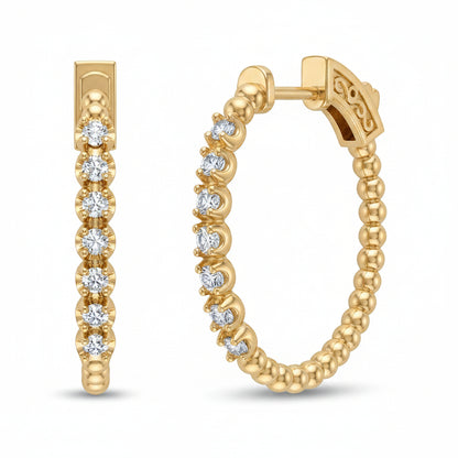 Sterling Silver Gold Plated Ball With Buttercup Set CZ Oval Hoop