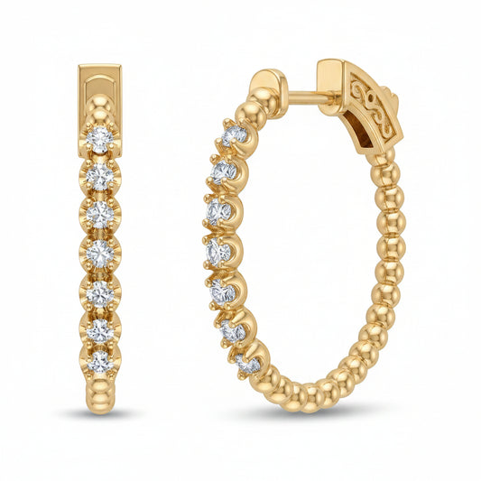 Sterling Silver Gold Plated Ball With Buttercup Set CZ Oval Hoop