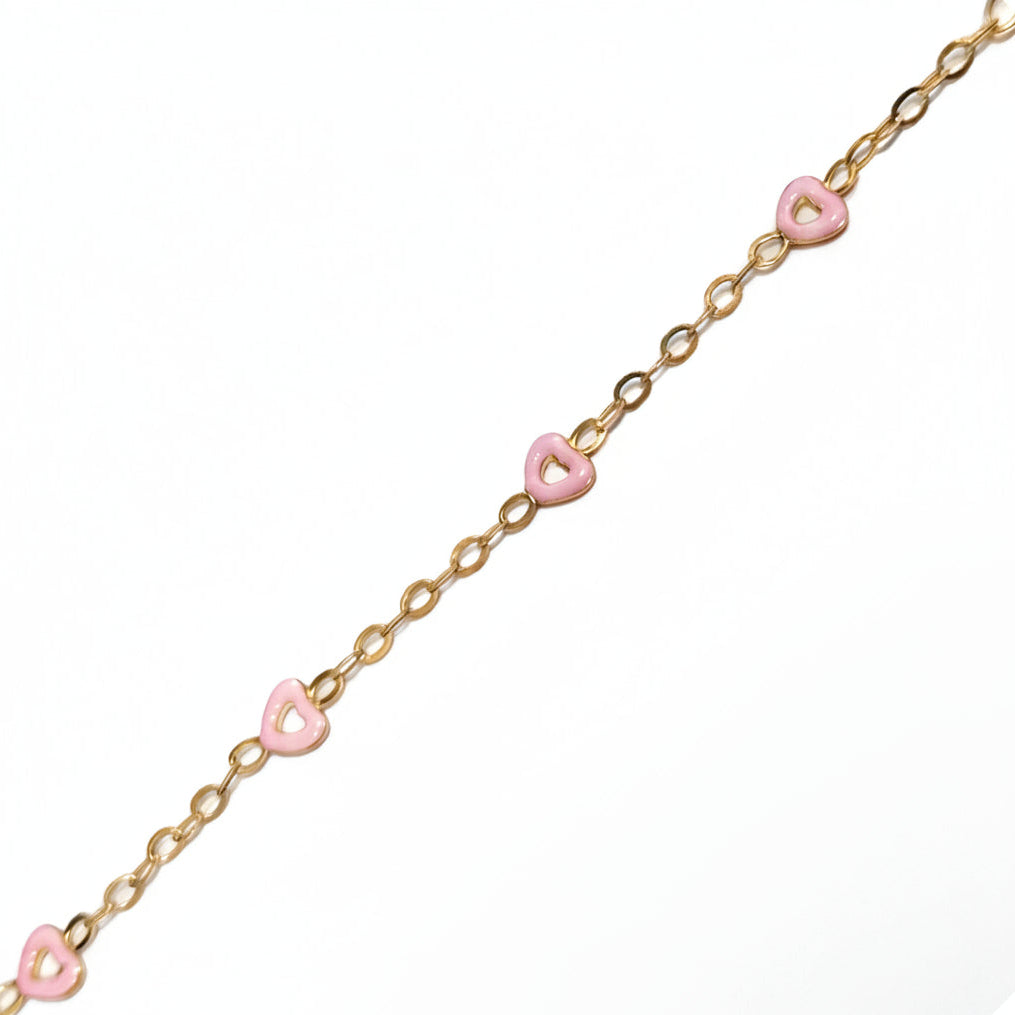 Sterling Silver Gold Plated Outline Enamel Heart Bracelet