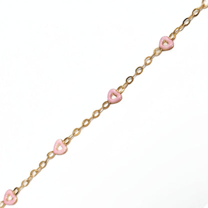 Sterling Silver Gold Plated Outline Enamel Heart Bracelet