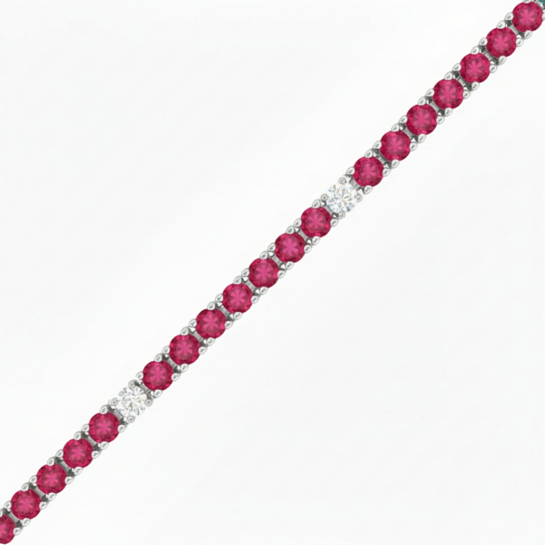 Sterling Silver Ruby, Emerald, Sapphire, or Black Colored CZ Stone Bracelet