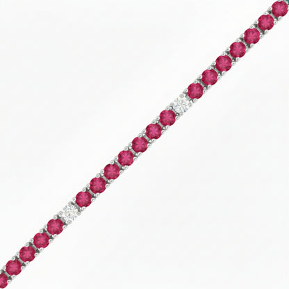 Sterling Silver Ruby, Emerald, Sapphire, or Black Colored CZ Stone Bracelet
