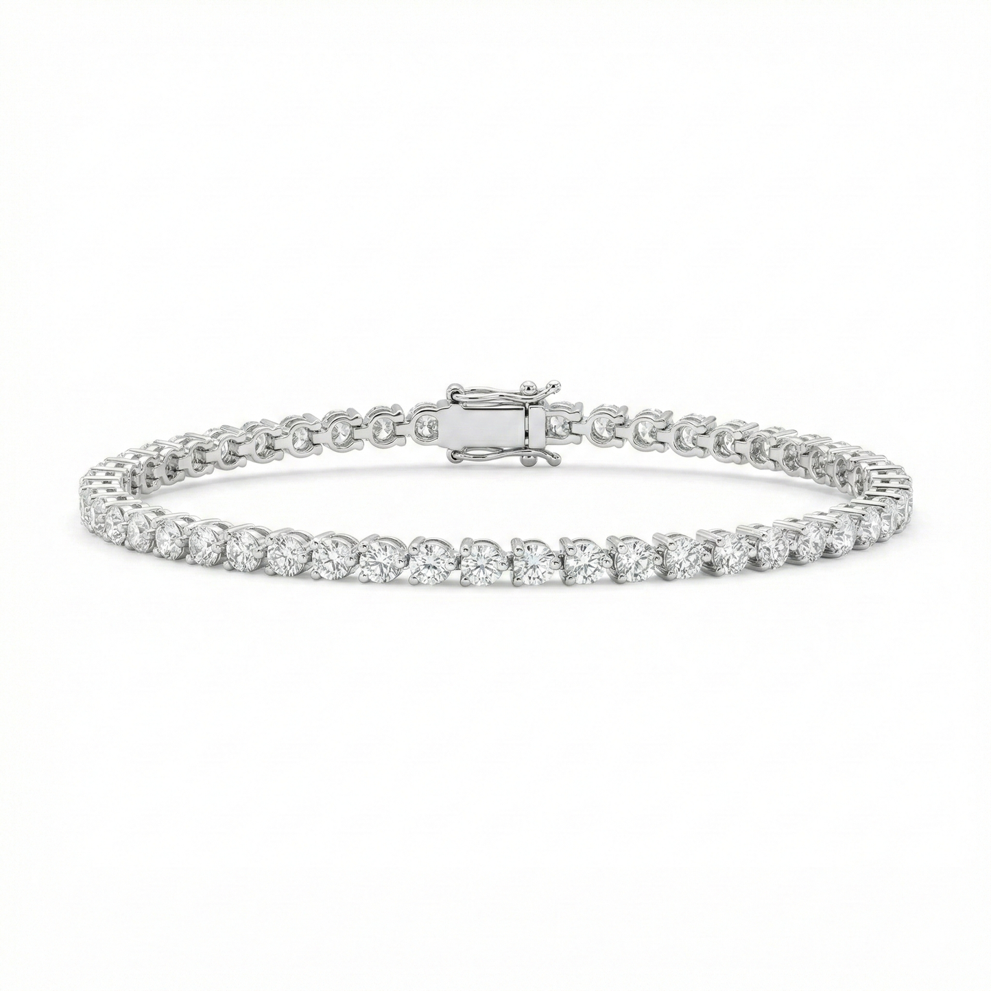 14k Gold Lab Grown Three Prong Tennis Bracelet