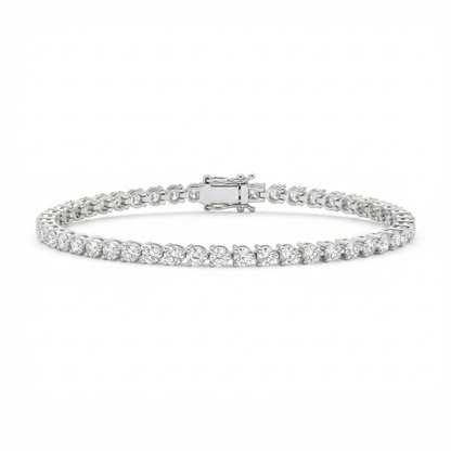 14k Gold Lab Grown Three Prong Tennis Bracelet