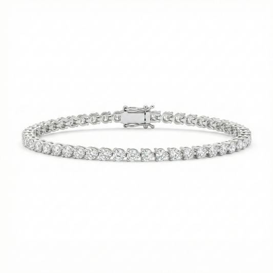 14k Gold Lab Grown Three Prong Tennis Bracelet