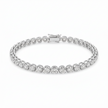14K Buttercup Round Setting Diamond Tennis Bracelet