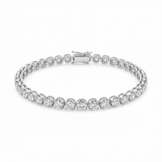 14K Buttercup Round Setting Diamond Tennis Bracelet