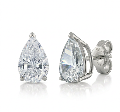 14k Lab Grown Diamond Pear Shaped Solitaire Stud Earrings