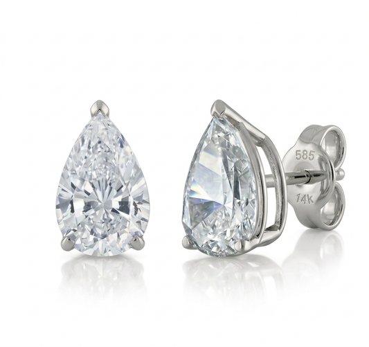 14k Lab Grown Diamond Pear Shaped Solitaire Stud Earrings