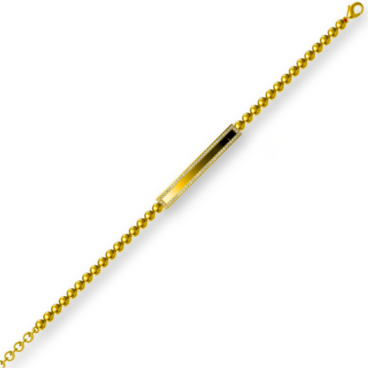 Gold-plated Sterling Silver Bar With Ball Chain Bracelet