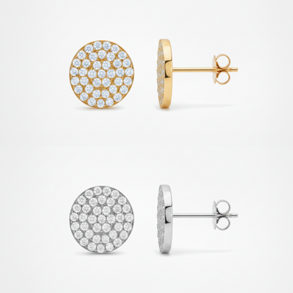 Sterling Silver 12mm Micropave Circle CZ Stud Earring