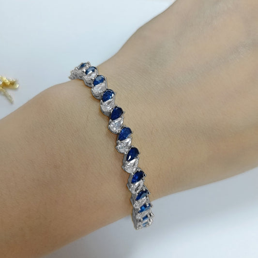 Sterling Double Pear Silver Tennis Bracelet